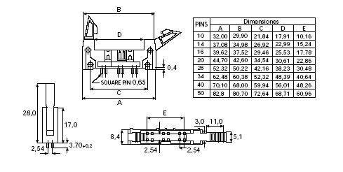 Conector Macho IDC 20 Pines PCB Para Cable Plano